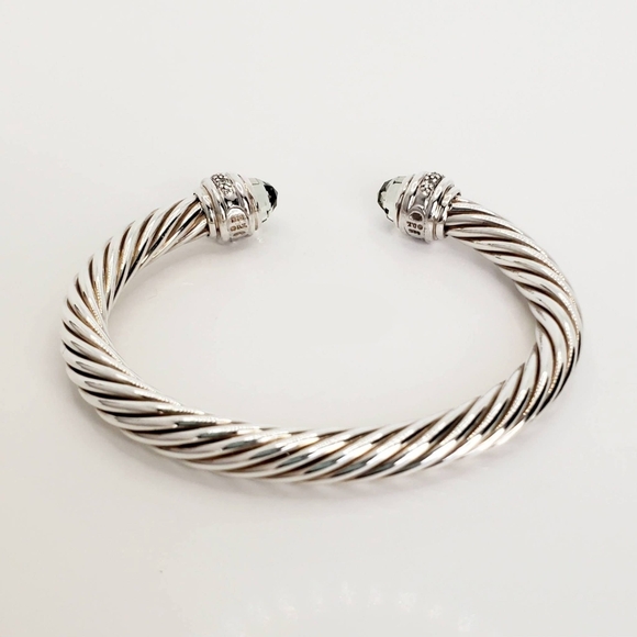 David Yurman 7mm Prasiolite & Diamond Cable Bracelet - Picture 7 of 7